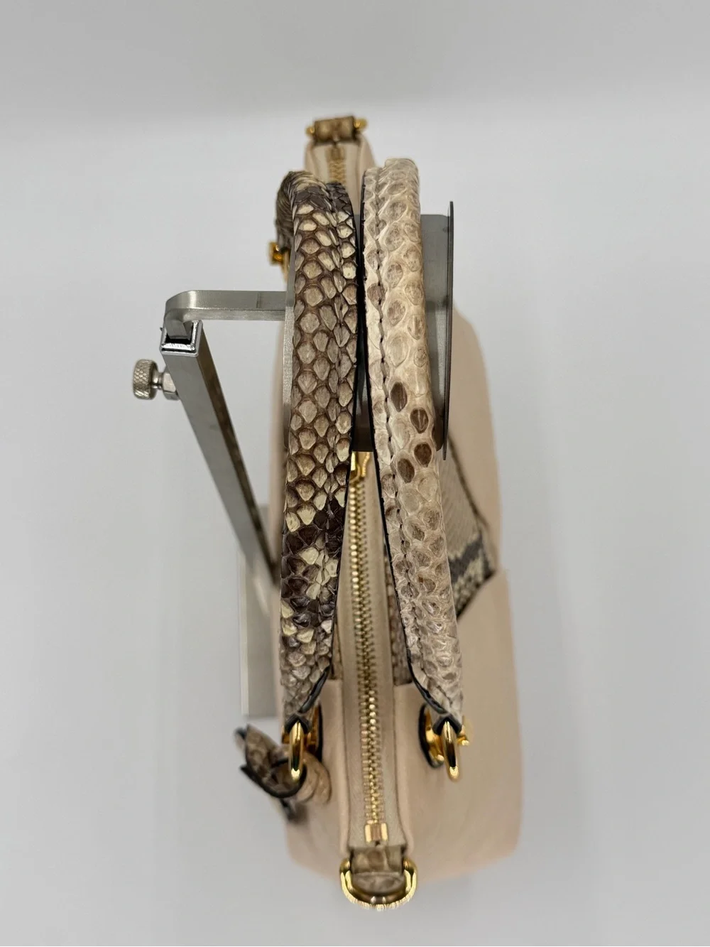 😍Louis Vuitton Exotics V Tote BB Cream Empriente Leather Two Way Bag with Python